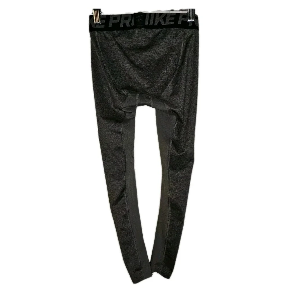 Nike Pro Boy's Size‎ M Athletic Compression Tights Gray W/Black Large Swoosh
